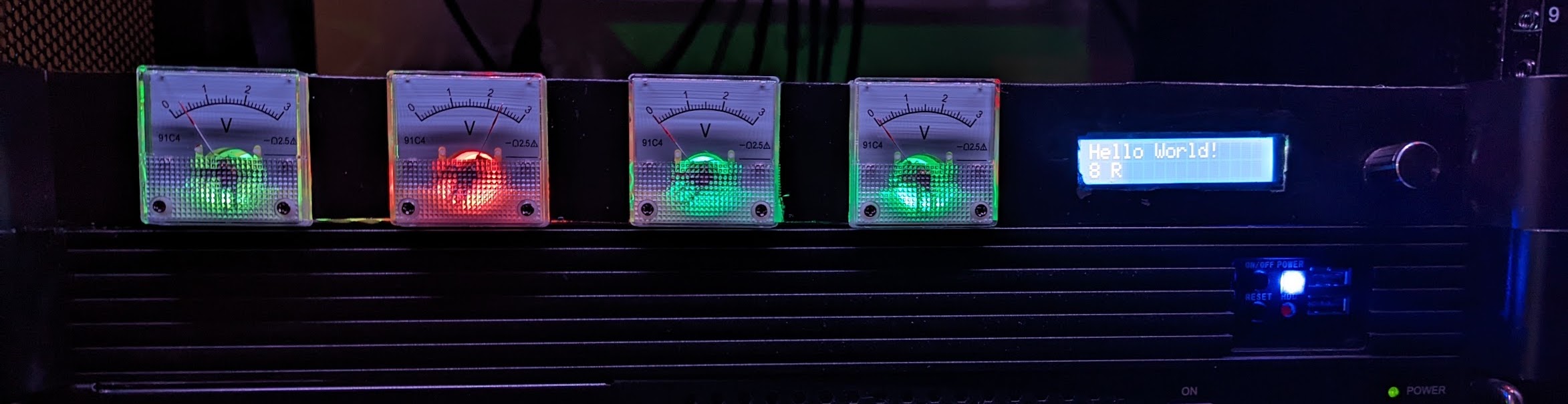 Physical panel meters and LCD/rotary encoder interface