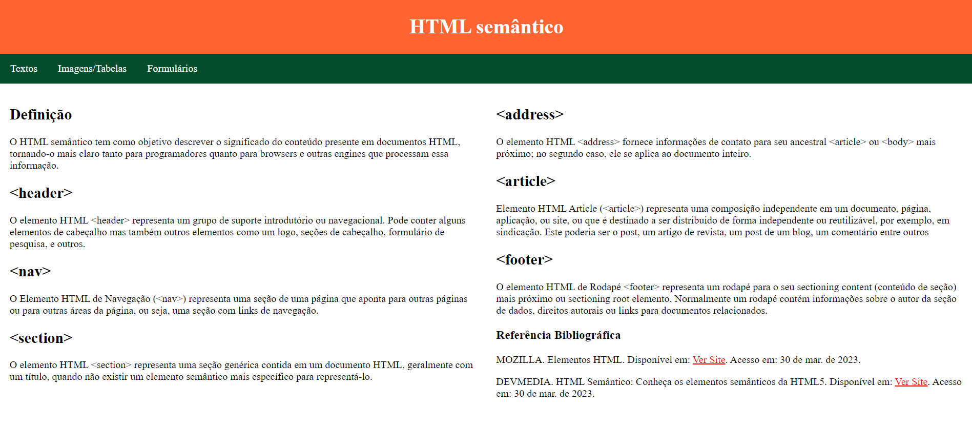 Foto projeto Elementos HTML