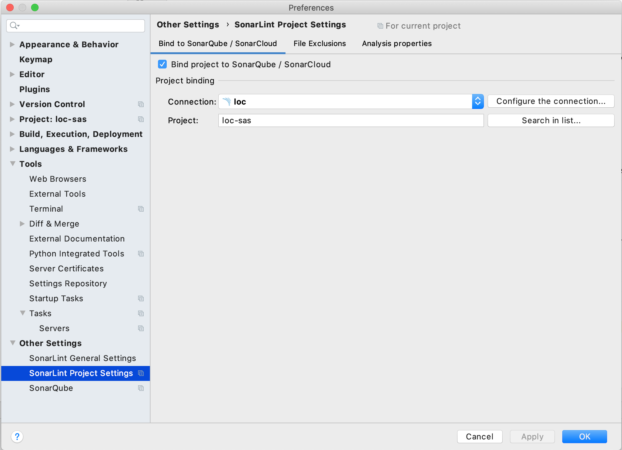 Configure SonarLint Project