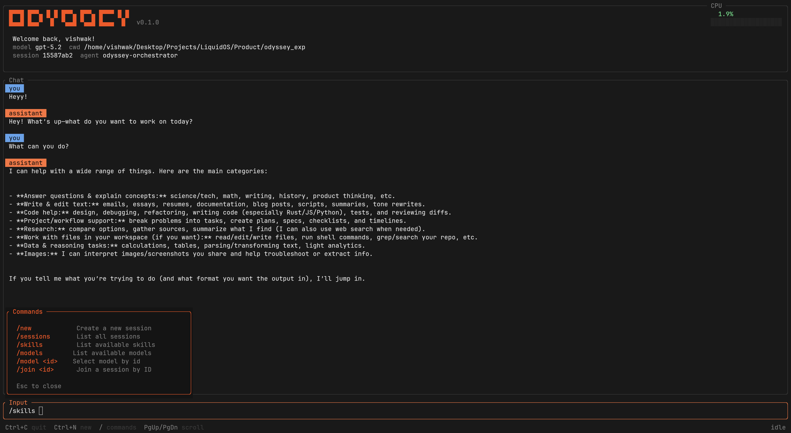 Odyssey Terminal UI