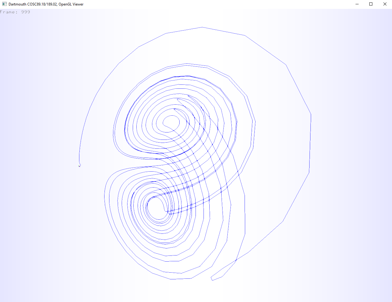 Visulization of the Lorenz particle trajectory in the OpenGL Viewer