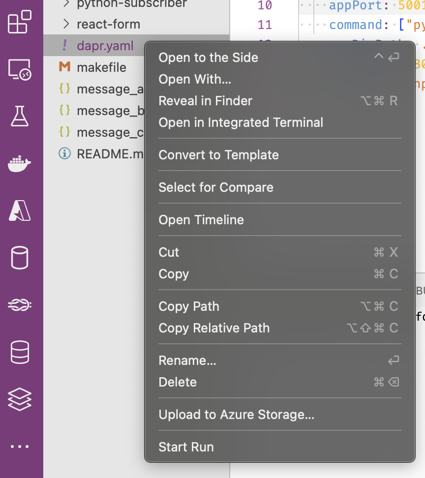 Start Run From Context Menu