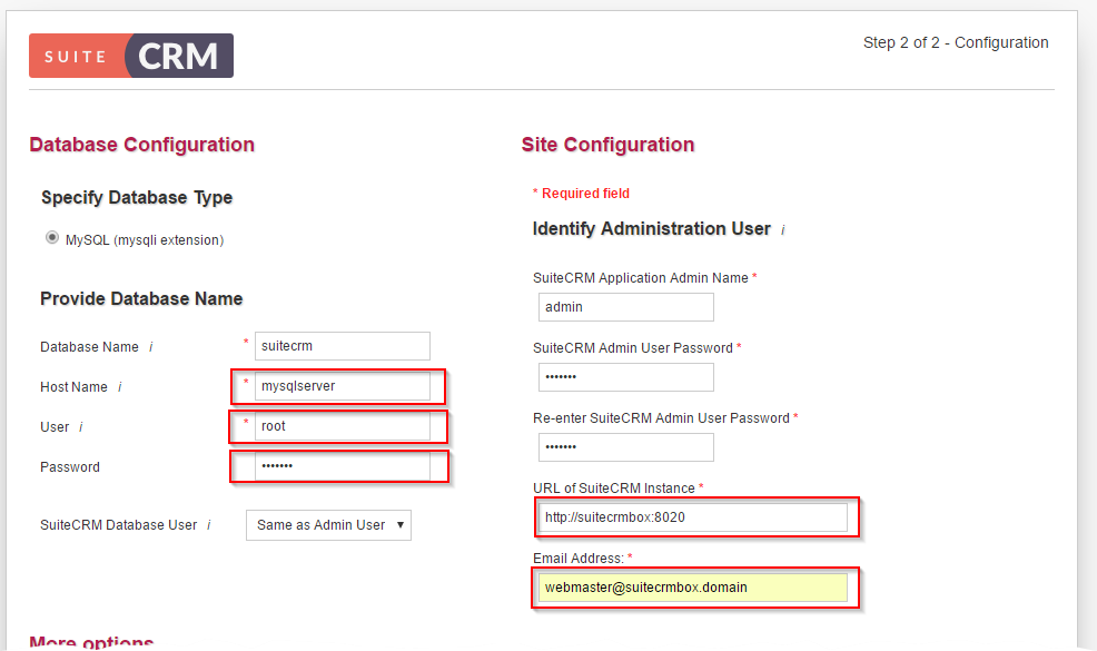 Setup Assistant Step 2 Configuration Settings