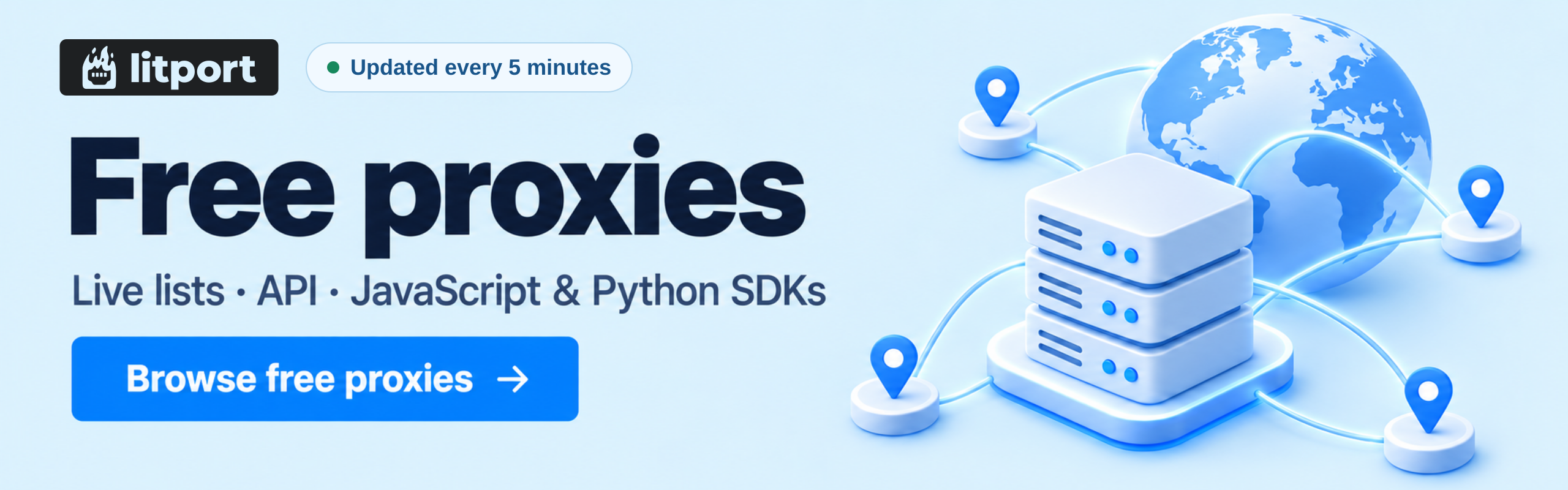 Litport free proxies: live lists, API and SDKs