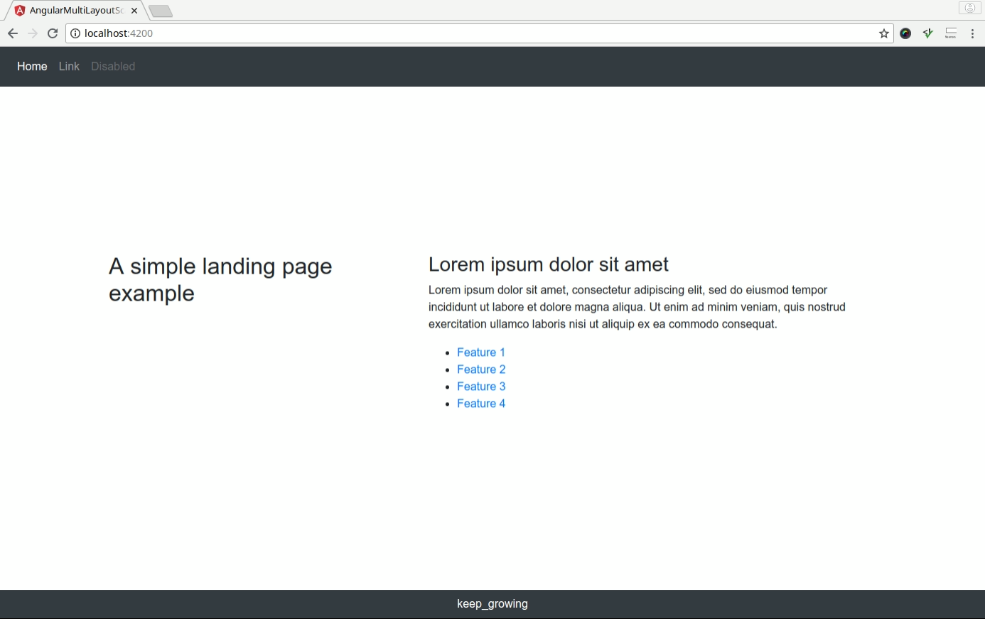 landing page screenshot