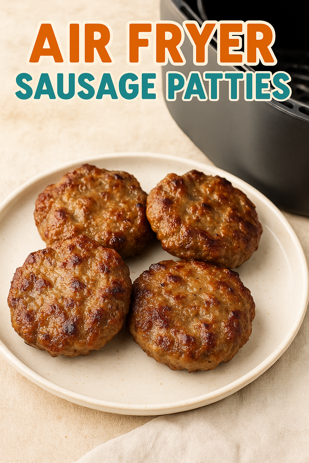 Air Fryer Sausage Patties on a plate