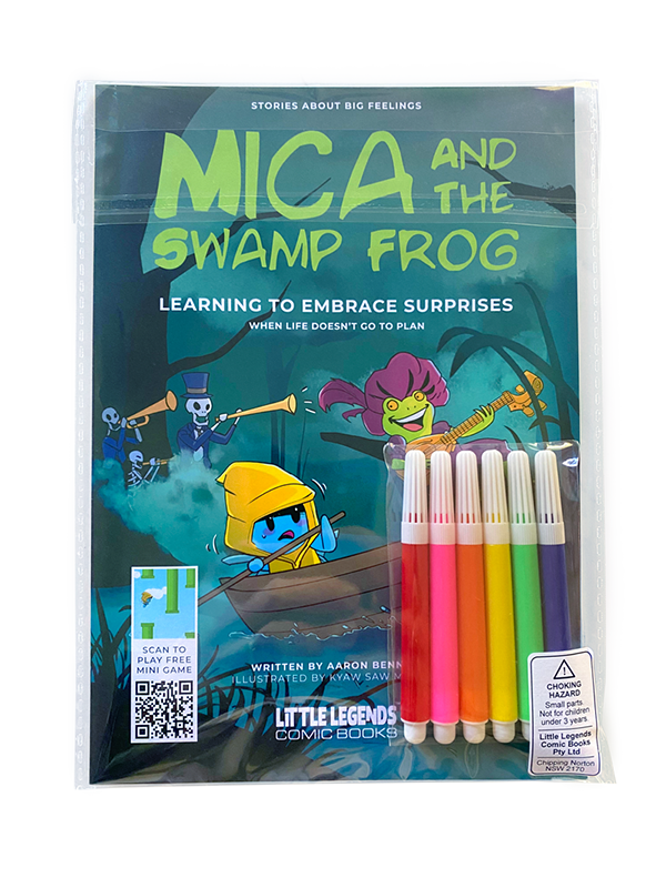 Little Legends packaged comic with markers
