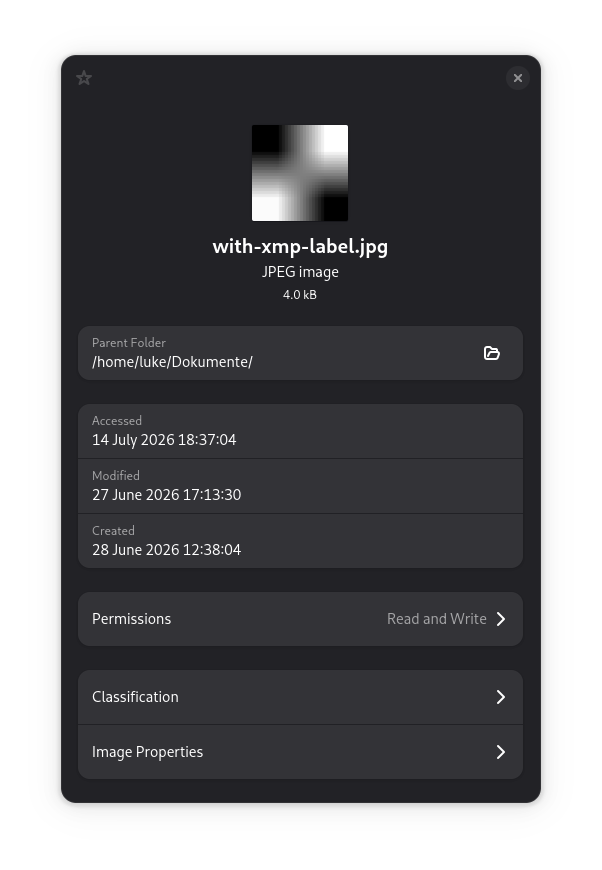 Example Properties Menu