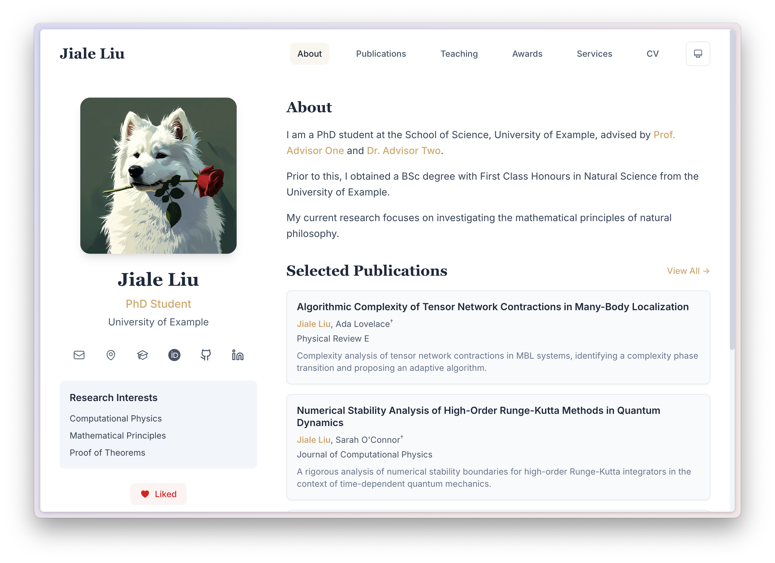 liuhtbupt.github.io 网站模板截图