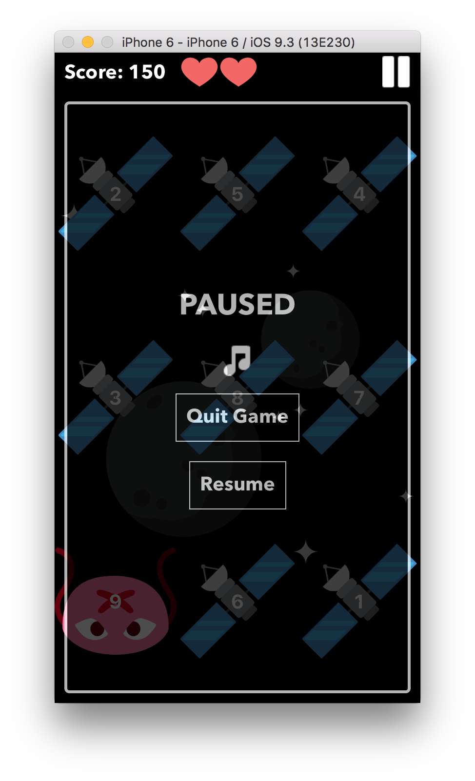 Pause screen