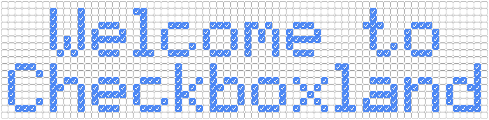 a grid of checkboxes displaying the words 'Welcome to Checkboxland