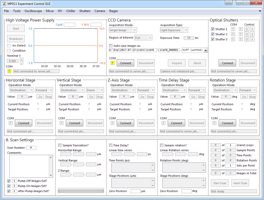 Screenshot of MP011-Experiment-Control app.