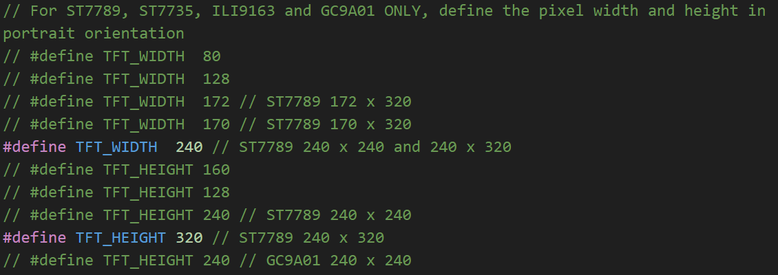 定义 ST7789 在竖屏模式下的宽度和高度