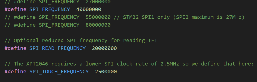 设置 SPI 通信频率