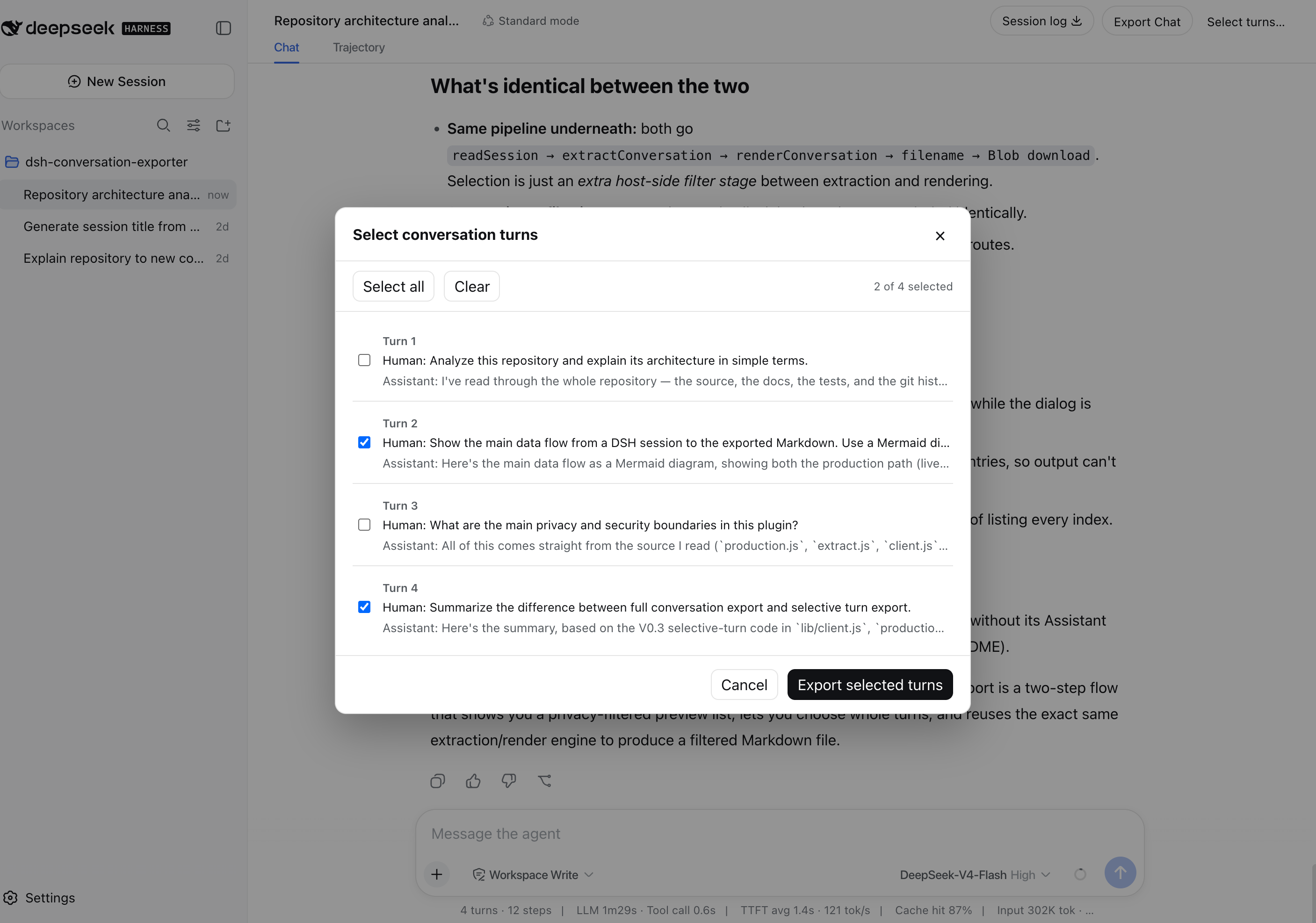 Choose selected conversation turns