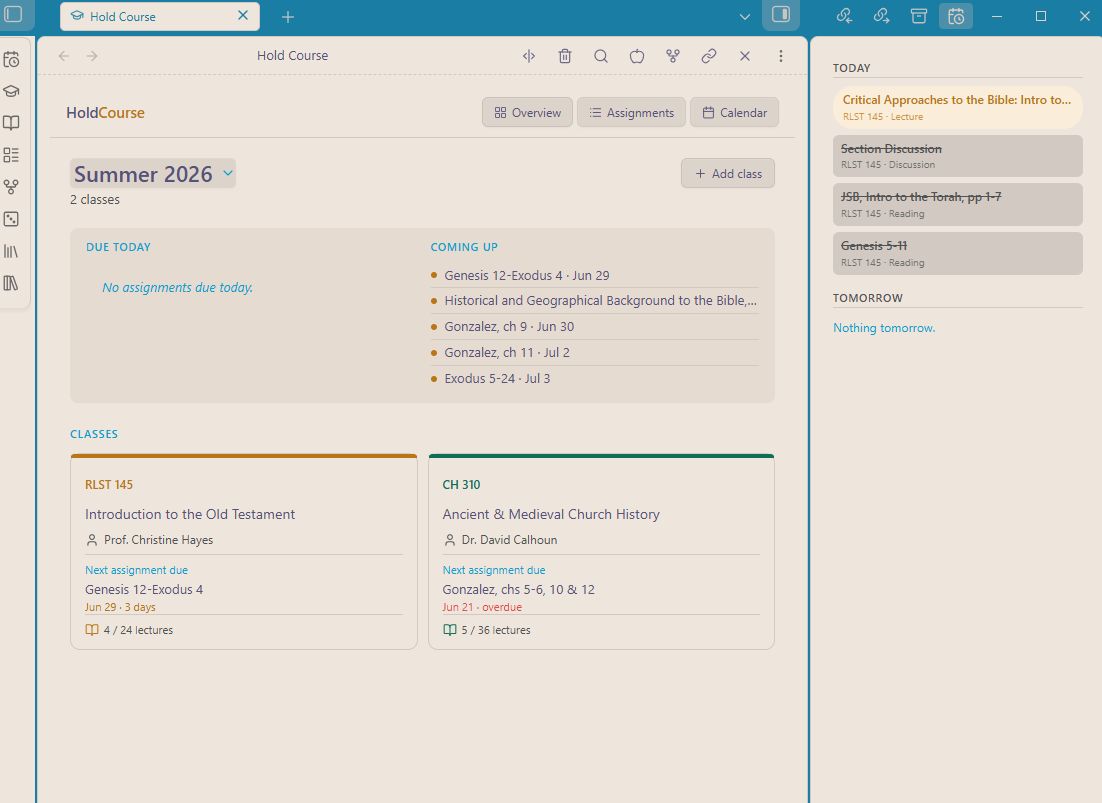 Overview with sidebar