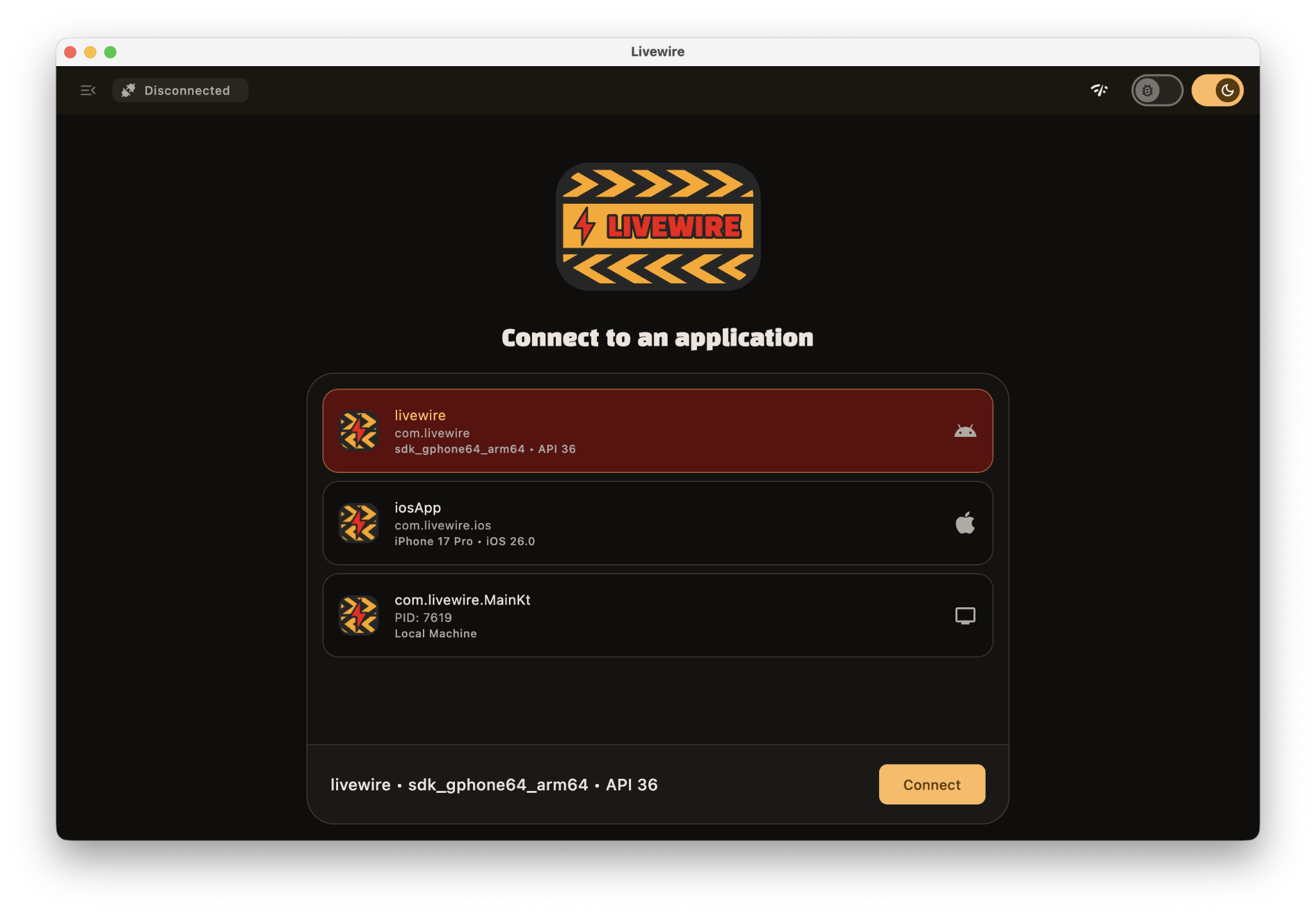 App/device picker