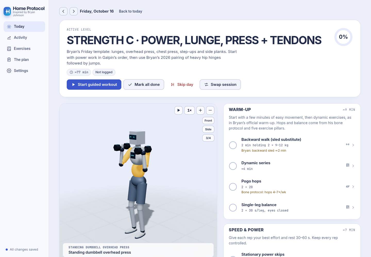 Studio theme: large Robot demonstration on the left and a compact session column on the right