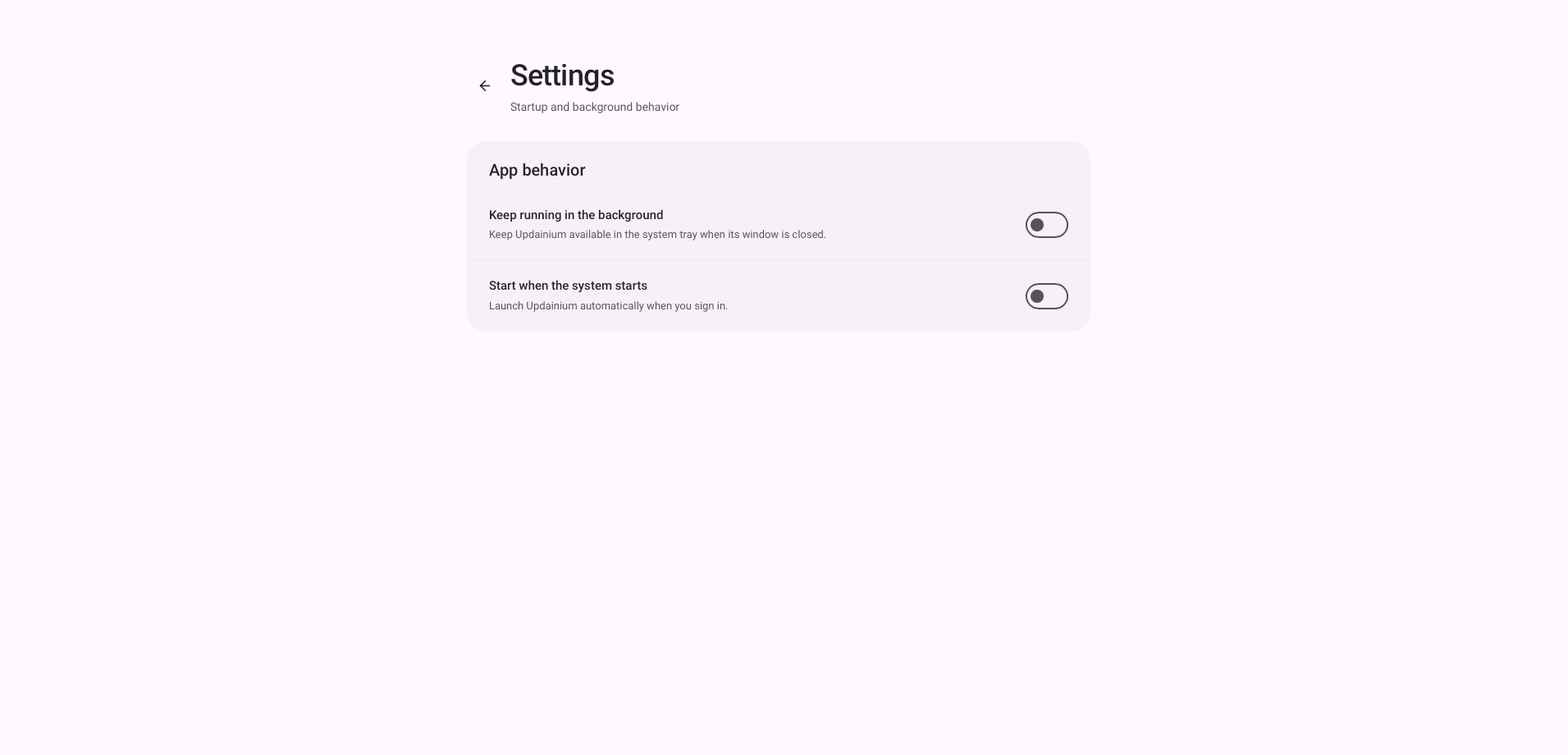 Settings Page