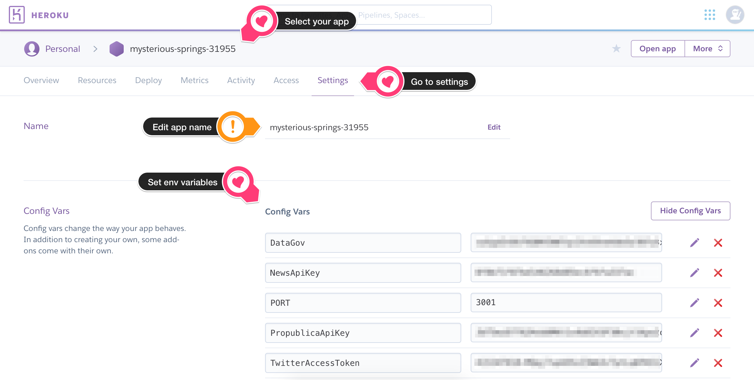 Setting Heroku preferences