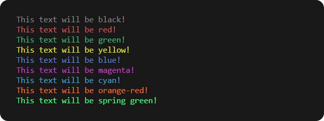 An example of Encolor working in a terminal
