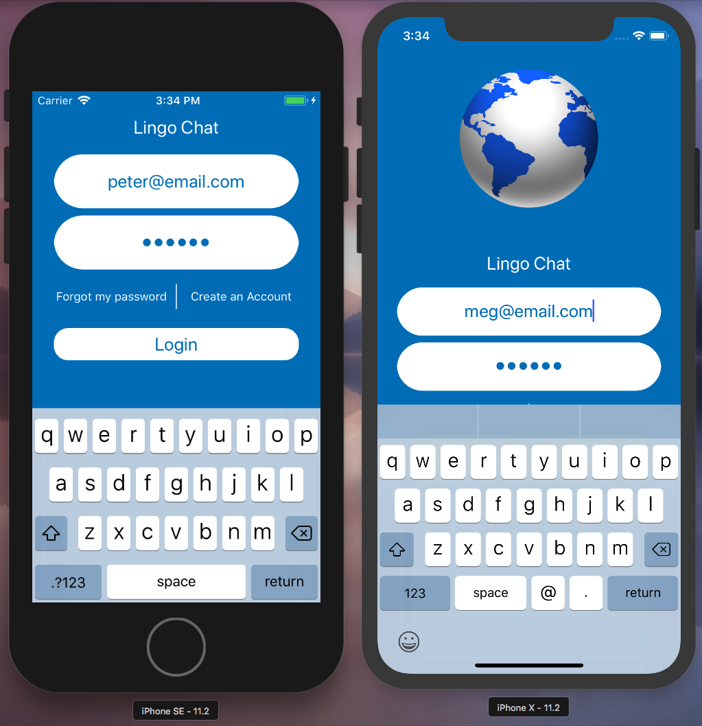 Login page of LingoChat App