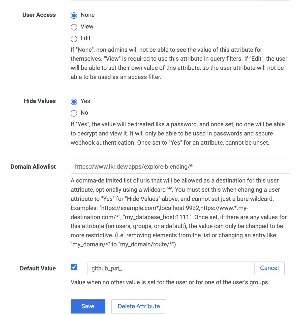 Looker User Attribute Secrets