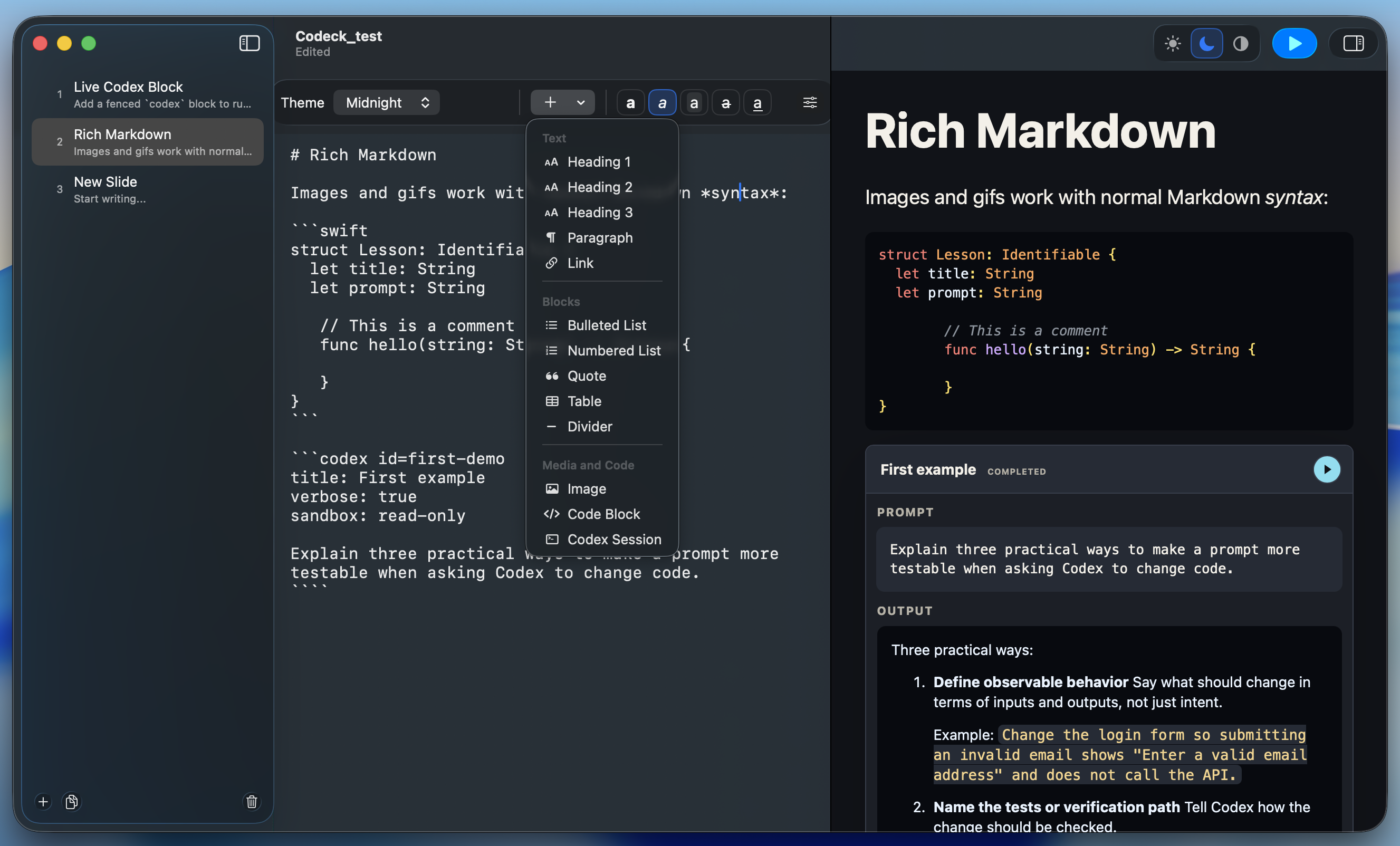 Codeck screenshot