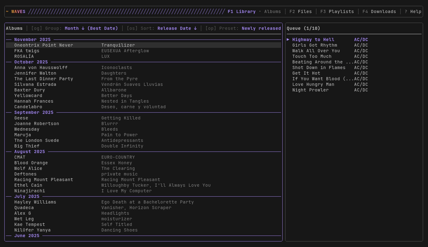 Waves terminal music player demo