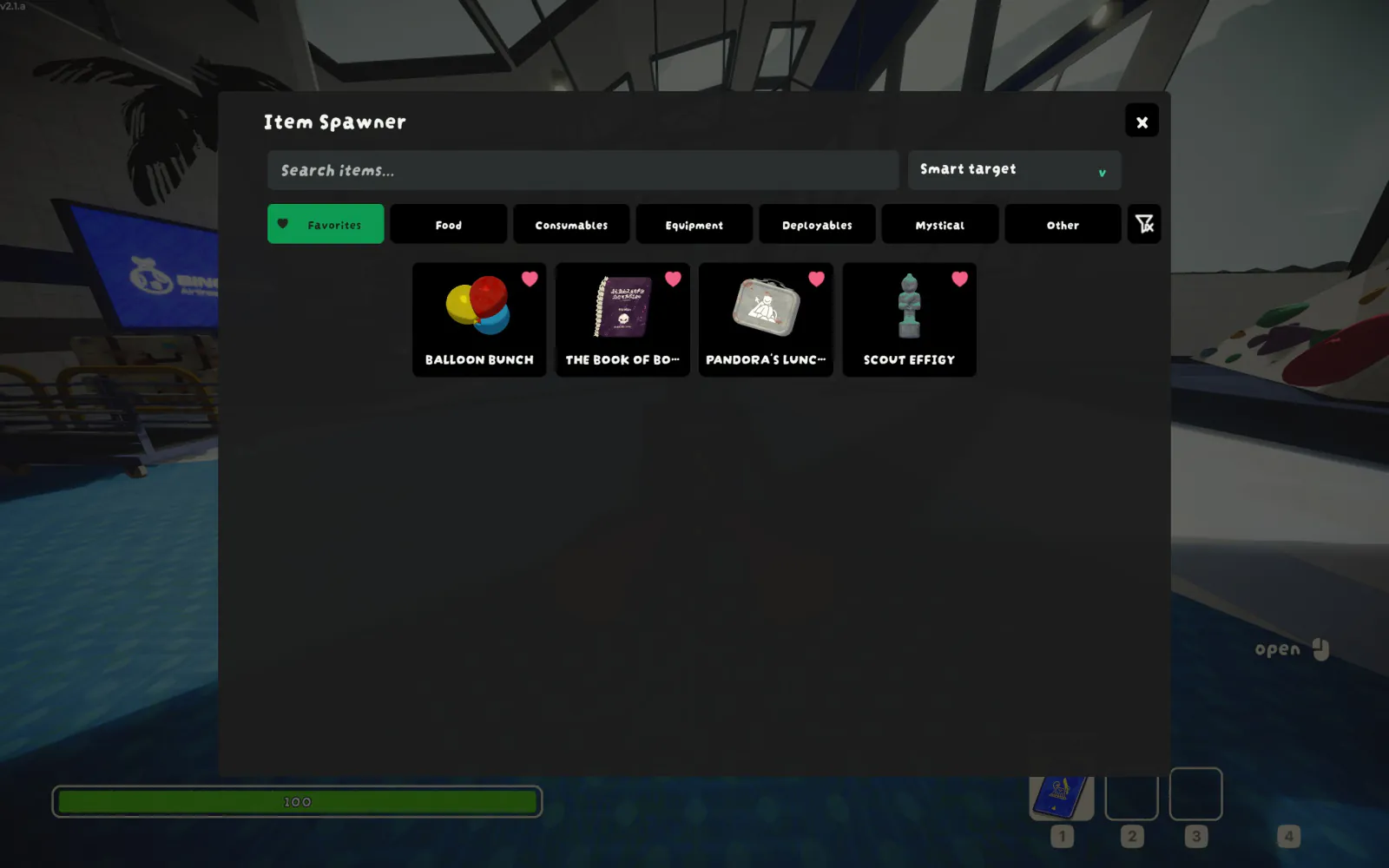 Favorites filter showing favorited item tiles