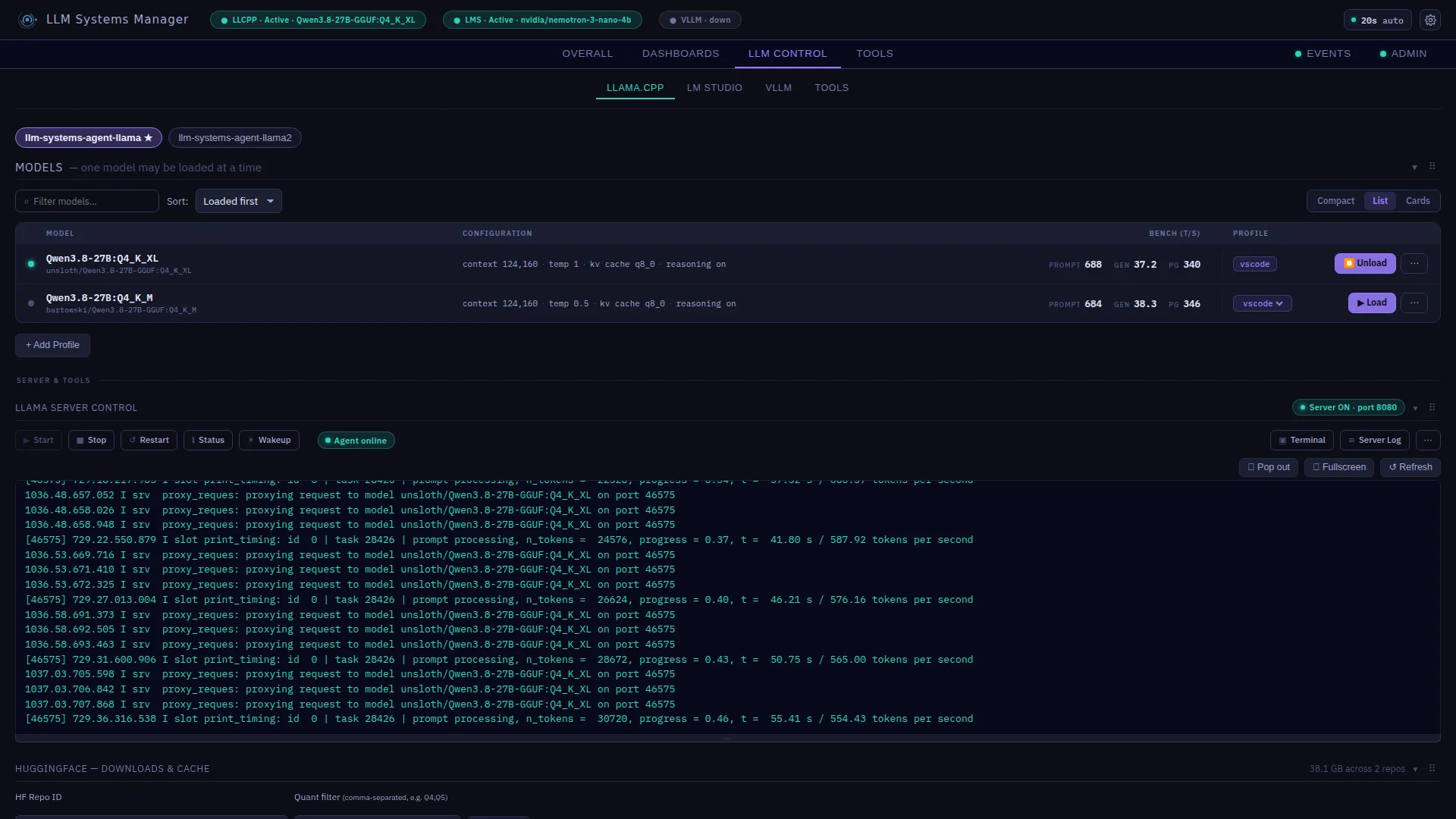 LLM Control — list view