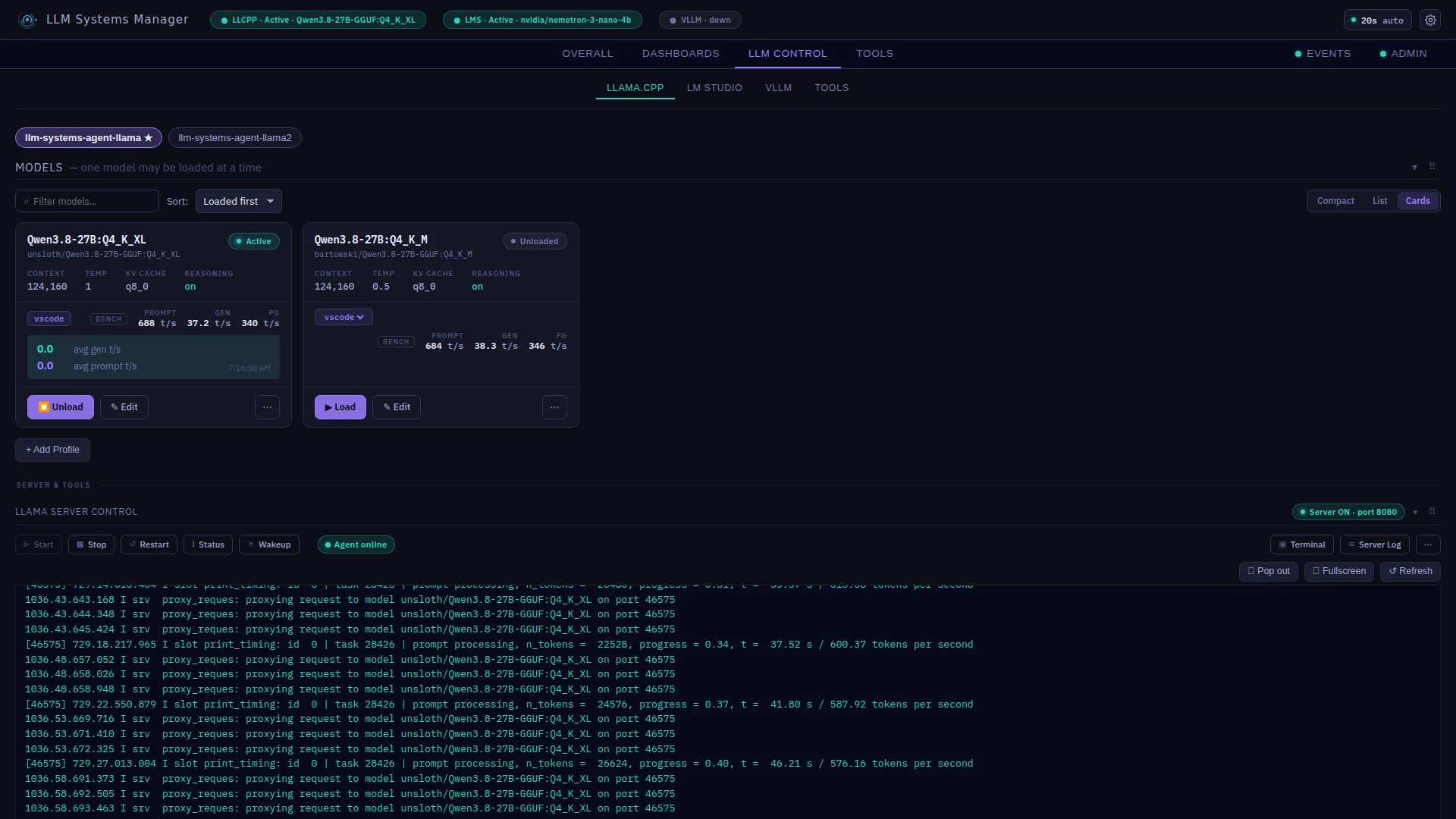 LLM Control — llama.cpp