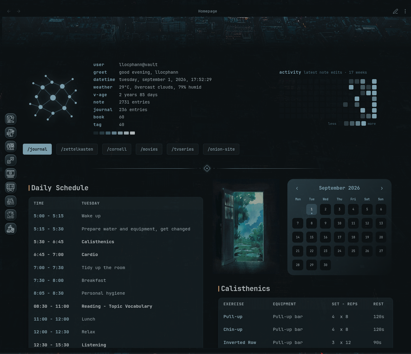 Ledge Dock in an Obsidian theme