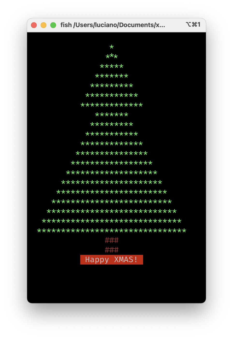 A screenshot of the xmas tree