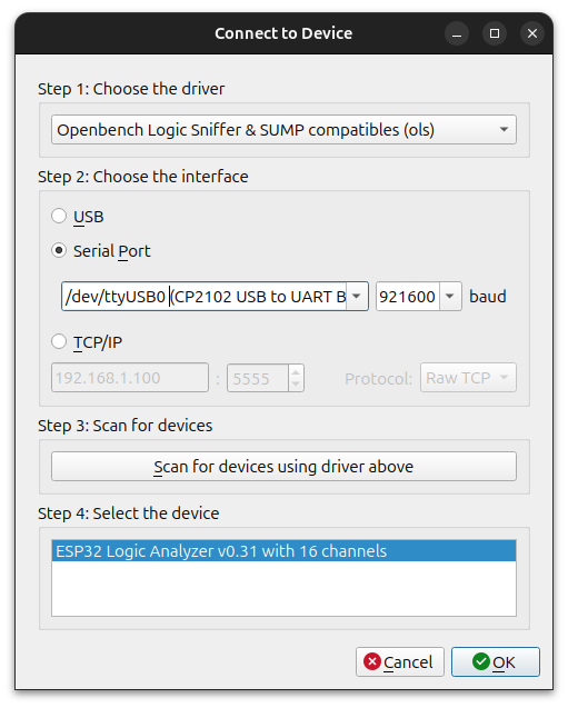 ESP32 LogicAnalyzer, from the project README