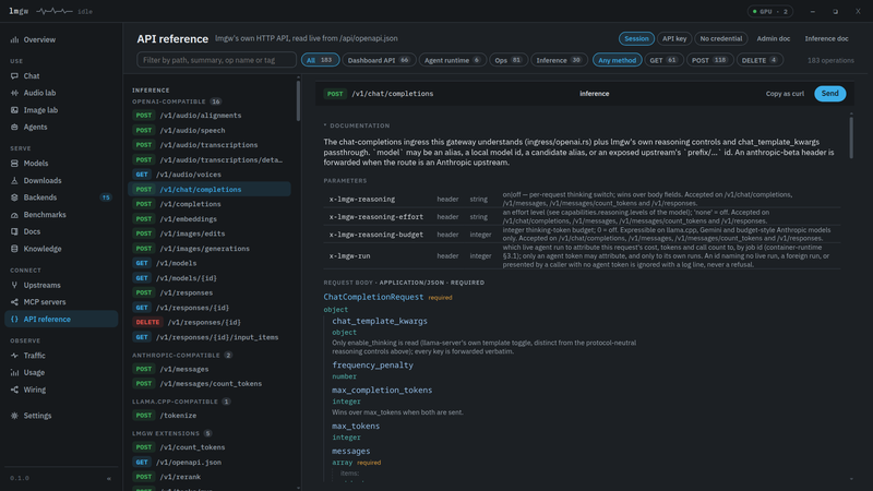 API reference page