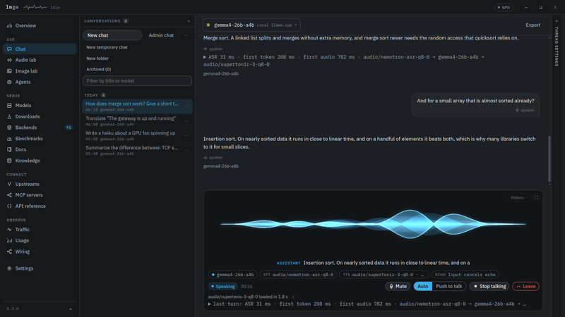 Voice mode in the chat panel