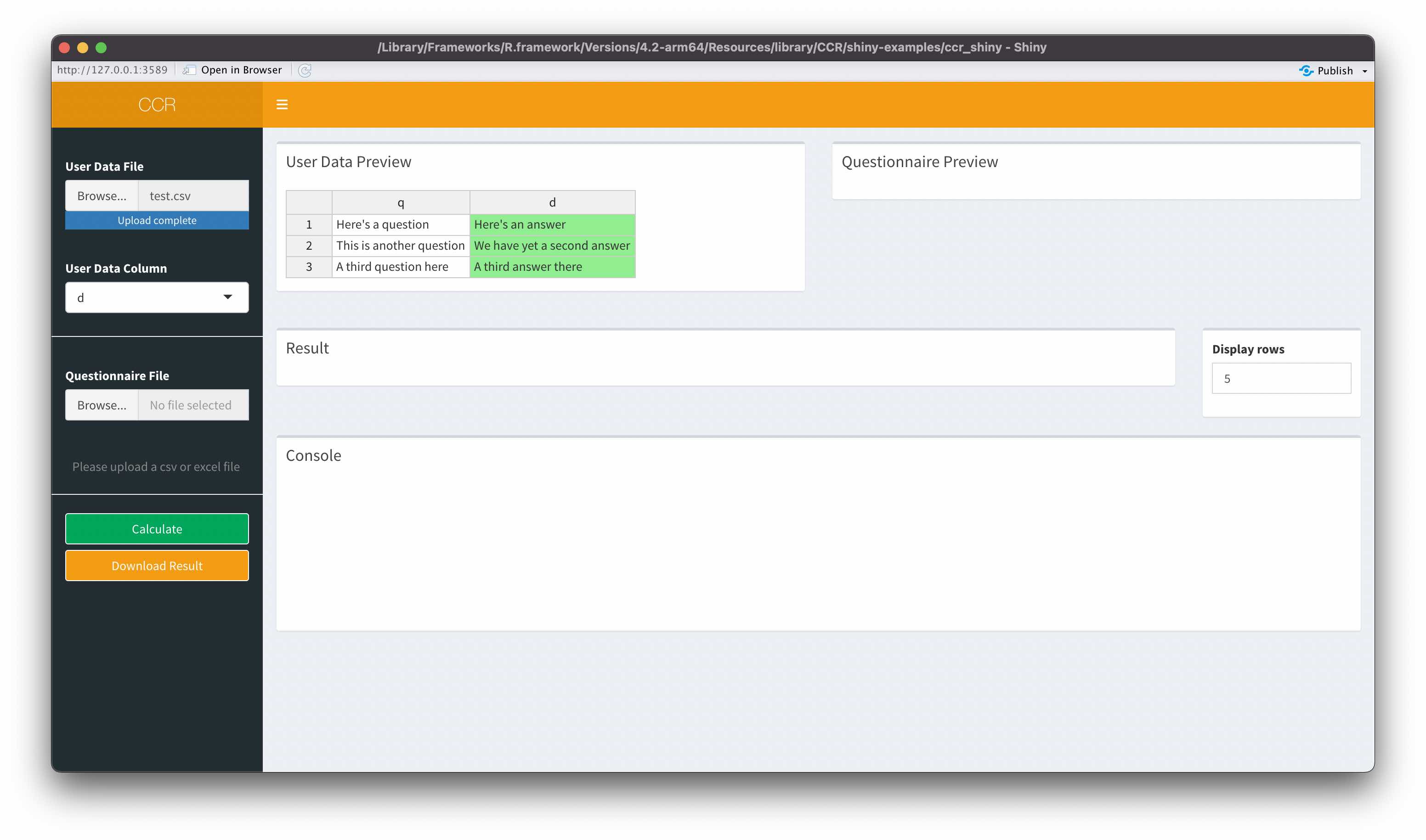 Figure 2: Upload user data file and select column