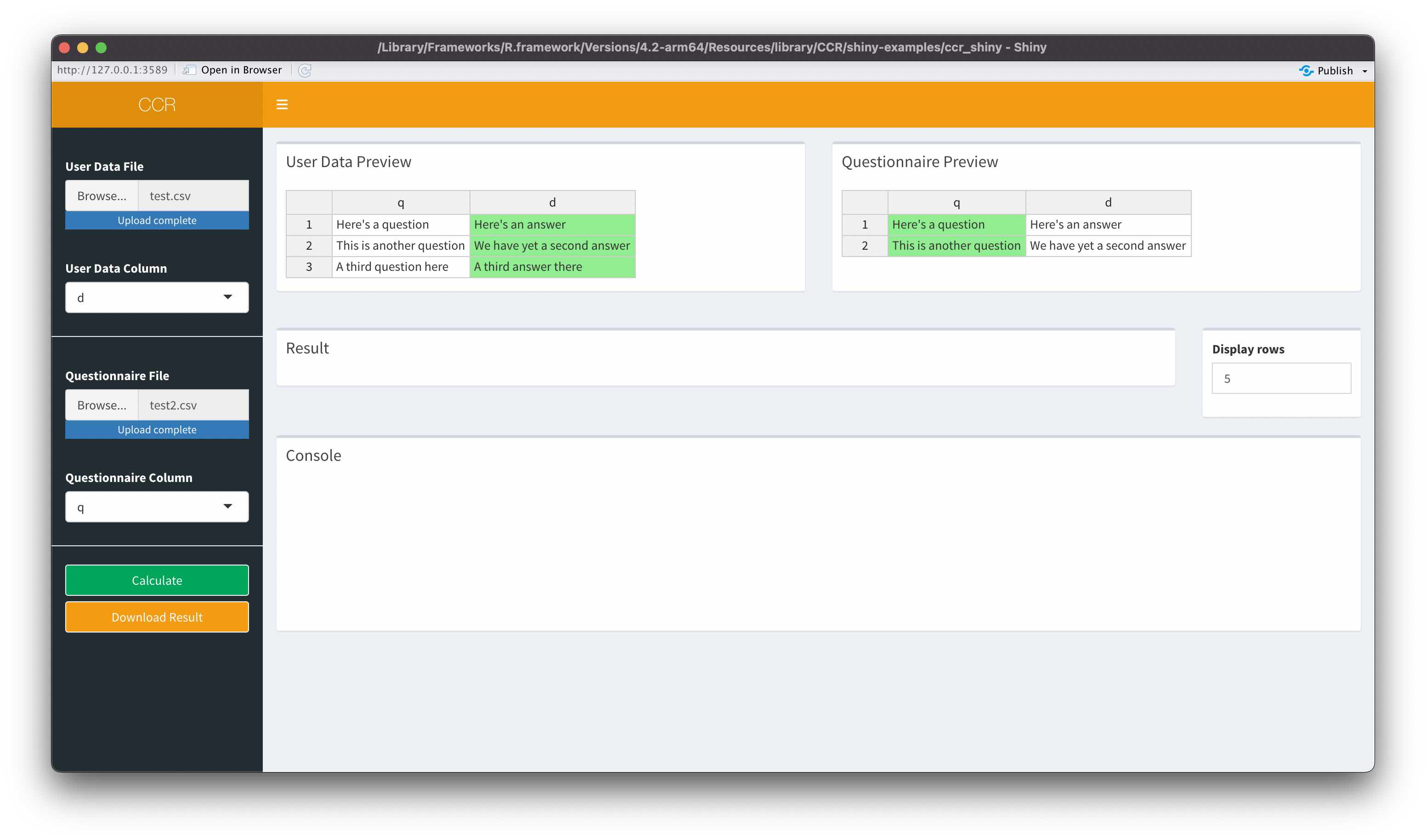 Figure 3: Upload questionnaire data and select column