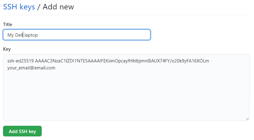 Configure SSH key pair for PC
