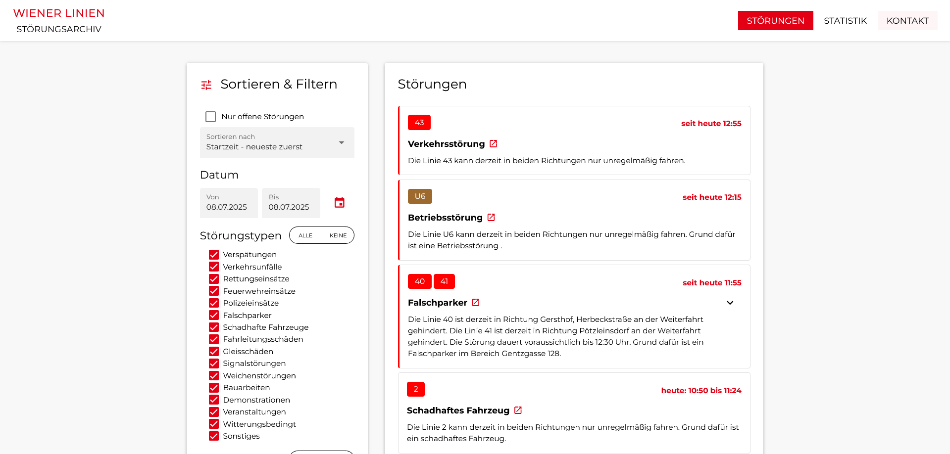 Beispielbild des Projekts Wiener Linien Störungsarchiv