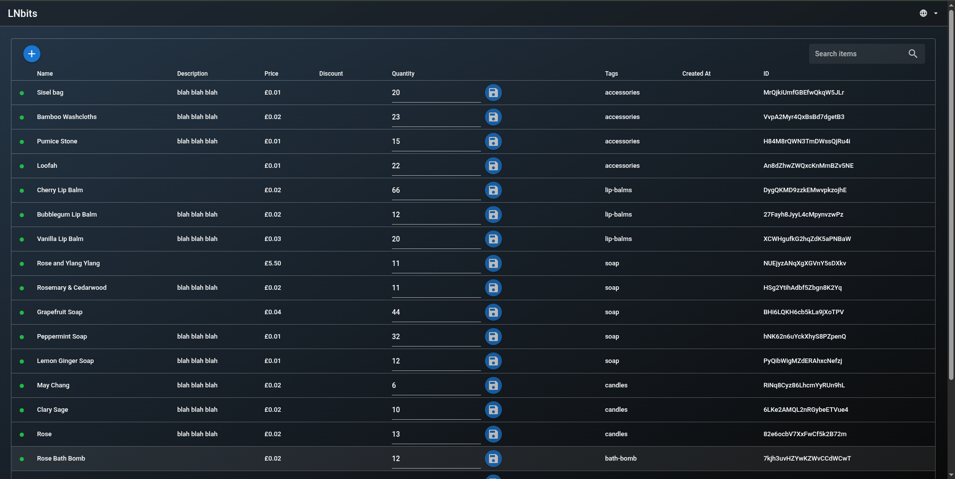 Inventory manager table