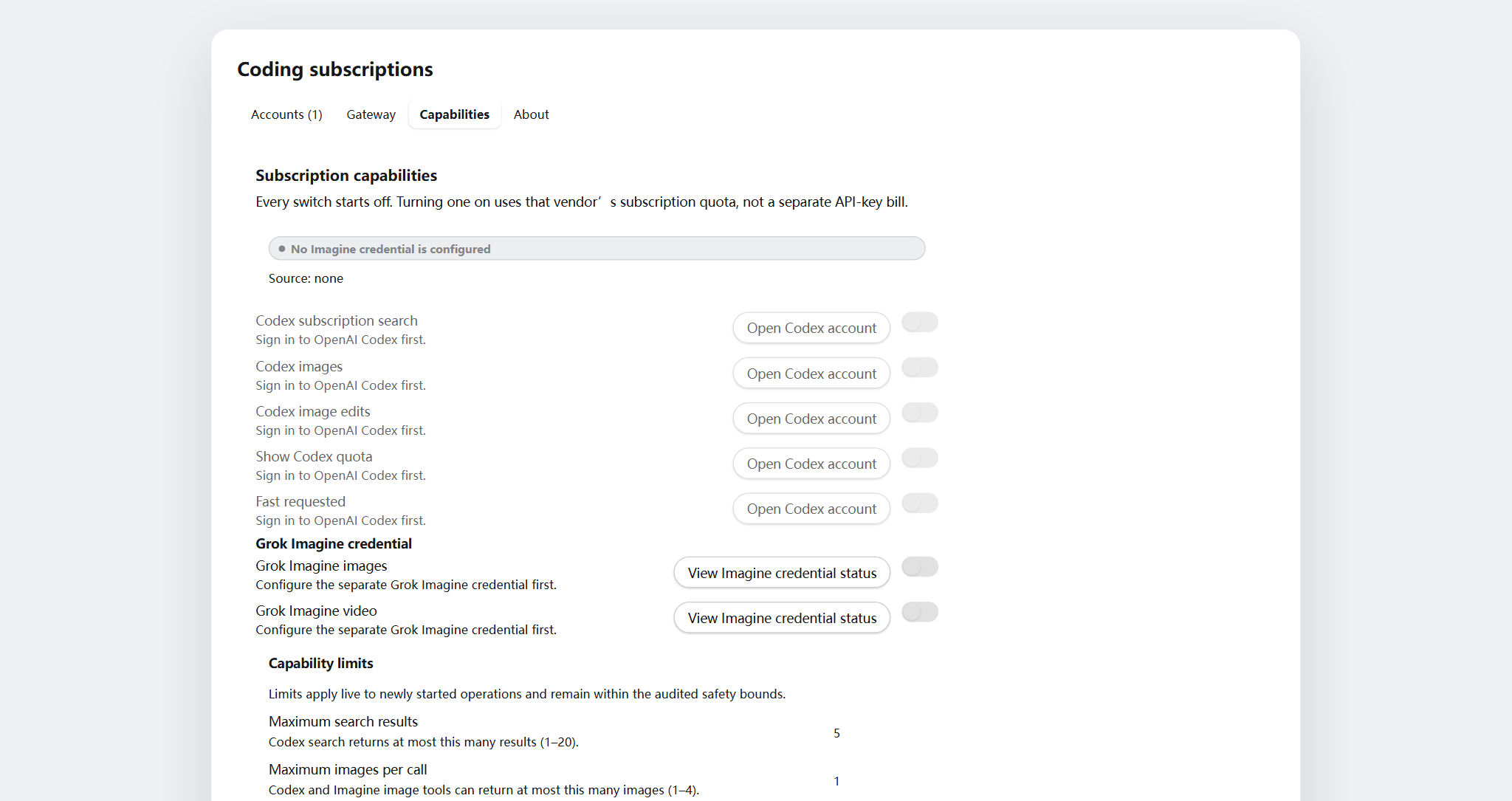 Coding OAuth Capabilities tab