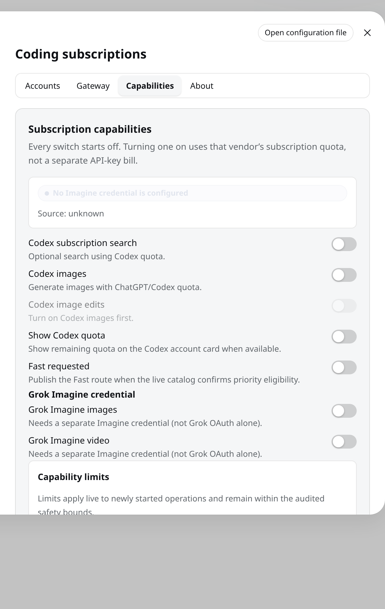 Coding OAuth Capabilities tab