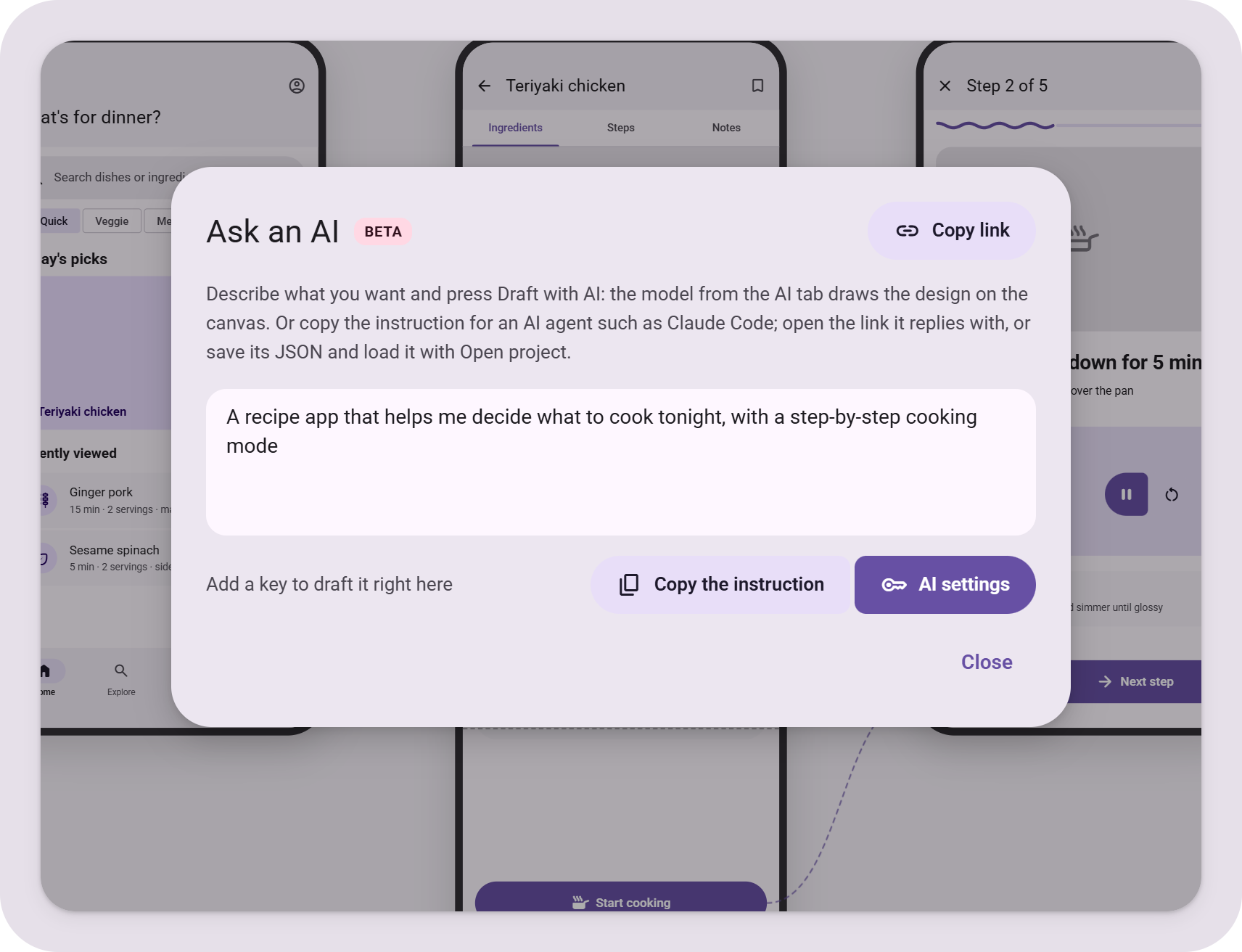 The Ask an AI dialog with an idea typed in