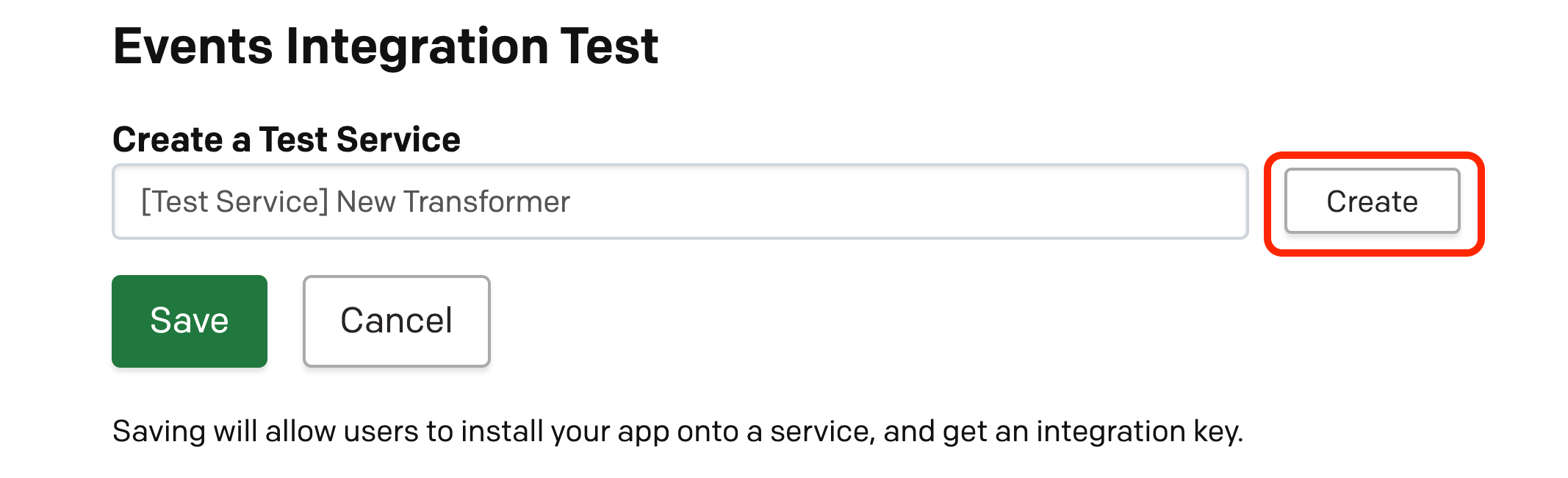 Create Test Service