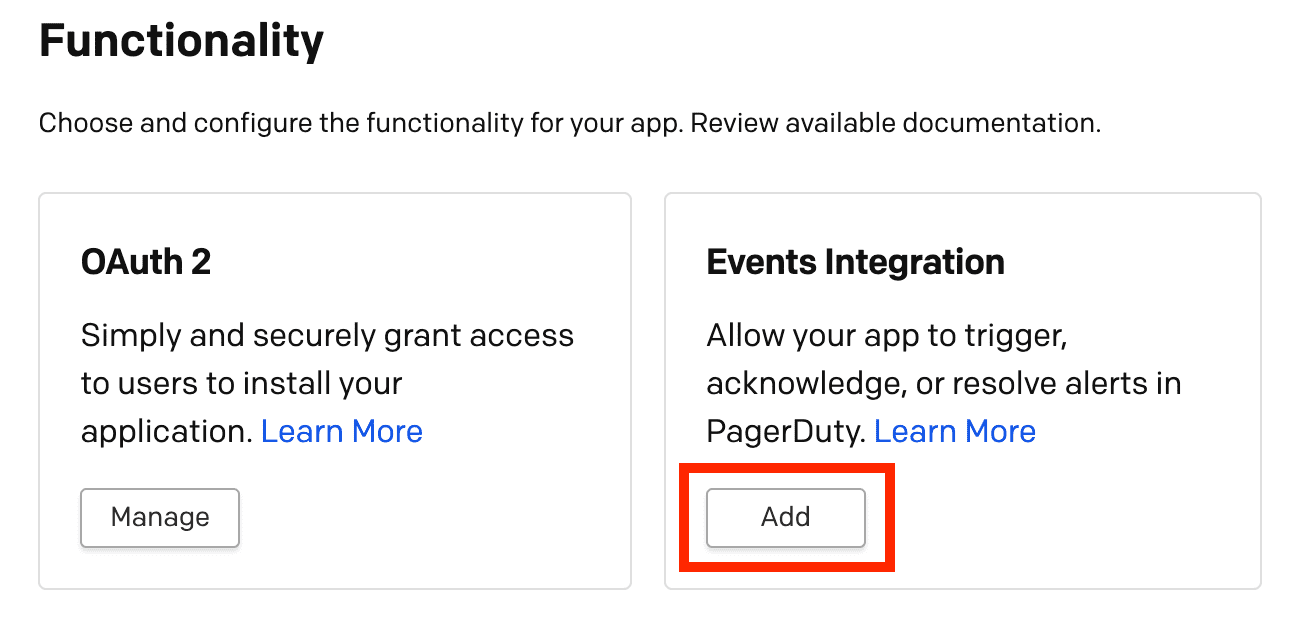 Events Integration Selection