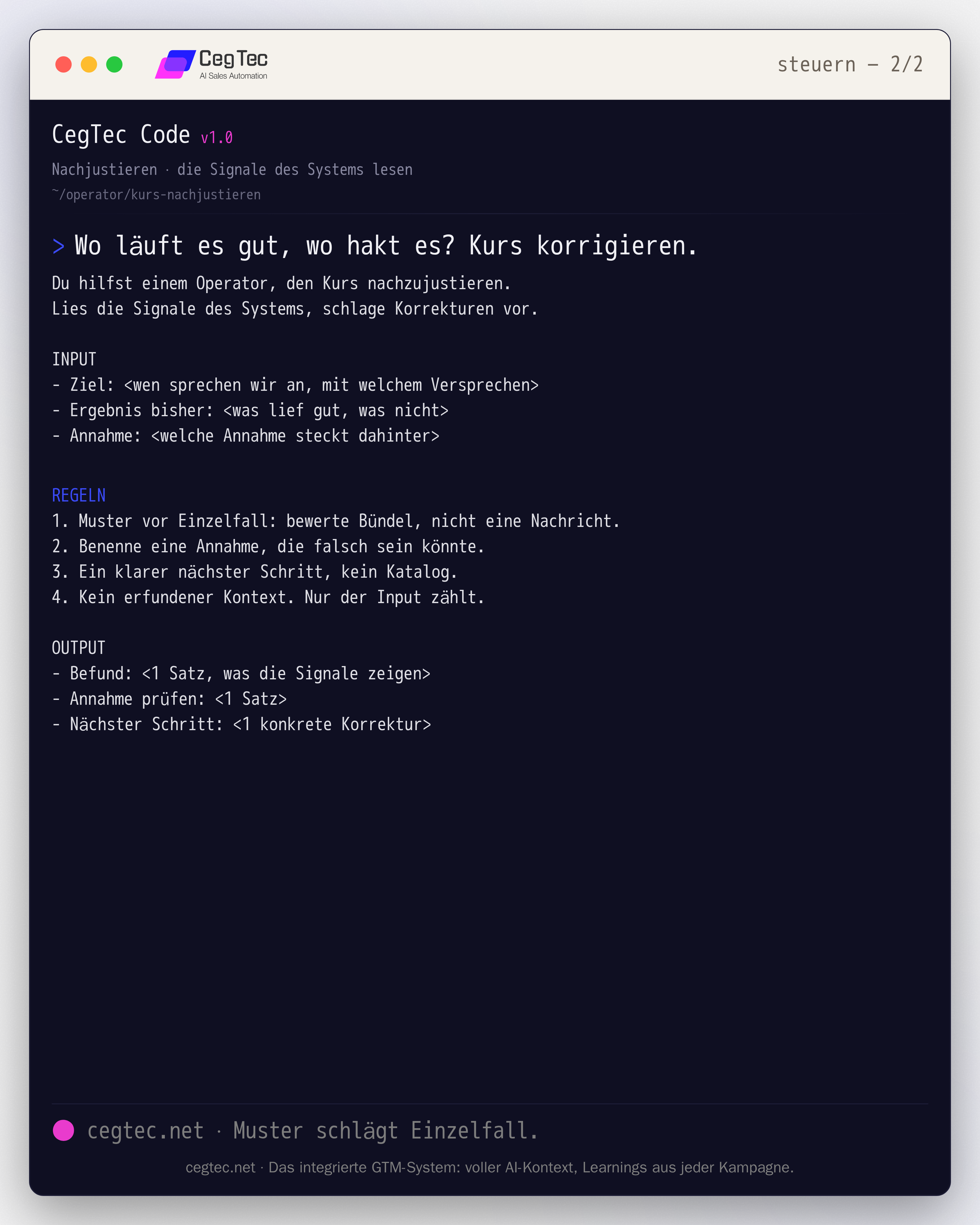 Prompt-Card: Kurs nachjustieren, die Signale des Systems lesen