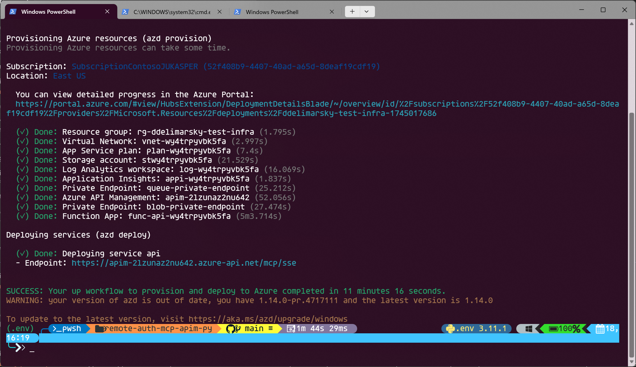 Endpoint in the terminal