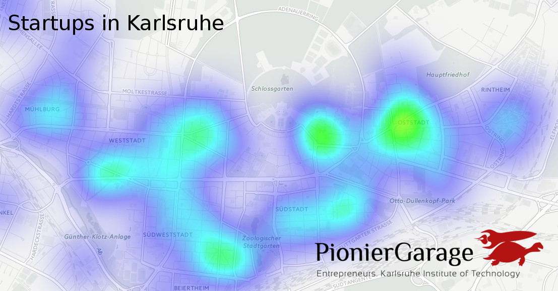 Heatmap der Startups in Karlsruhe
